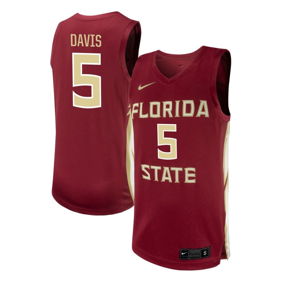 Daquan Davis 5 Florida State Seminoles NIL Garnet NCAA Jersey Men's