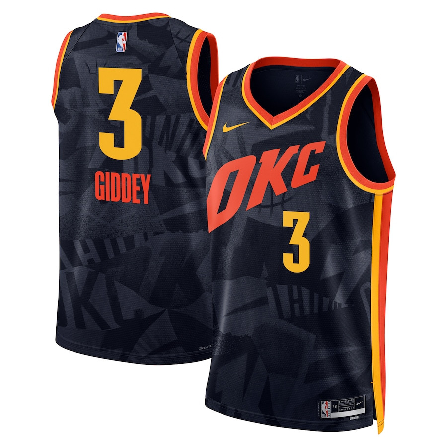 Josh Giddey 3 Oklahoma City Thunder 2023/24 City Edition Swingman Navy NBA Jersey Men's