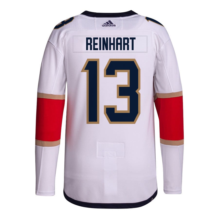 Sam Reinhart 13 Florida Panthers 2024 Playoffs Patch Away Custom White NHL Jersey Men's
