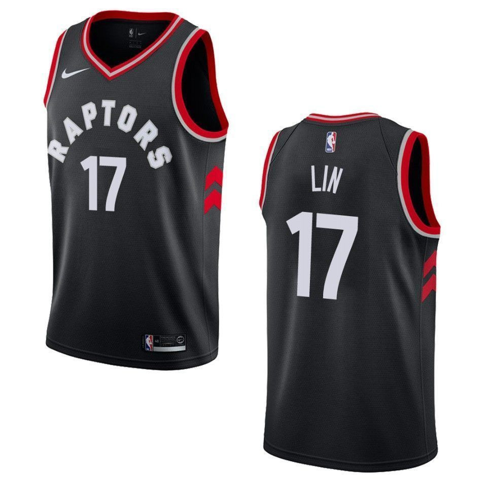 Toronto Raptors 17 Jeremy Lin Statement Swingman Black NBA Jersey Men's