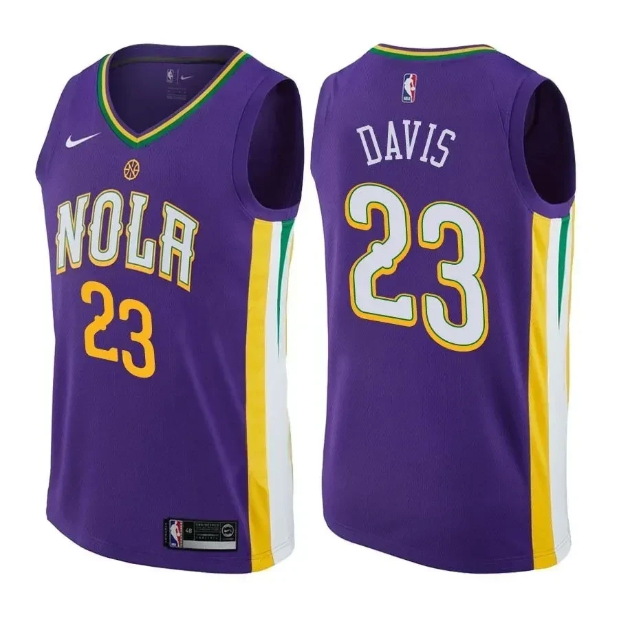 New Orleans Pelicans Anthony Davis 23 City Edition Purple NBA Jersey Men's