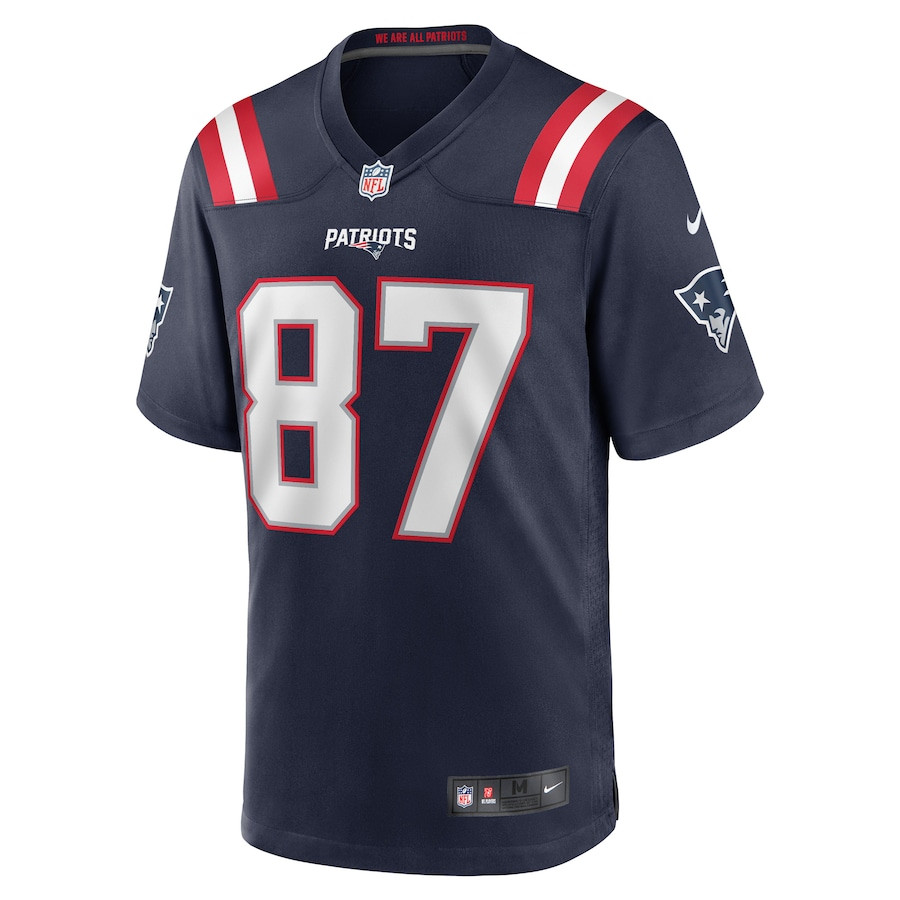 Matt Sokol 87 New England Patriots Game Navy NFL Jersey Men's
