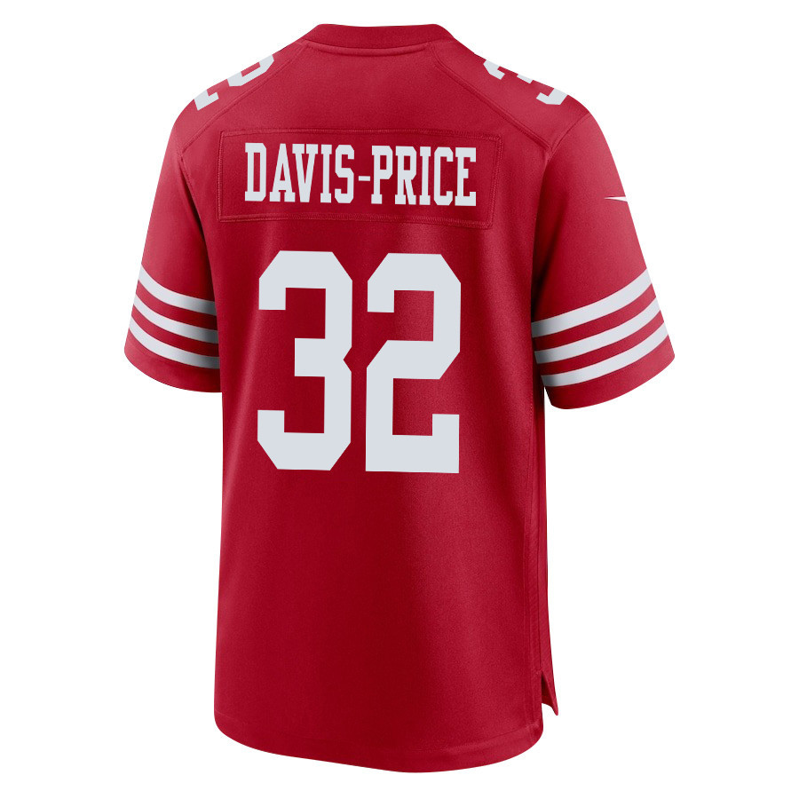 Tyrion Davis-Price 32 San Francisco 49ers Super Bowl LVIII Patch Game Scarlet NFL Jersey Men's