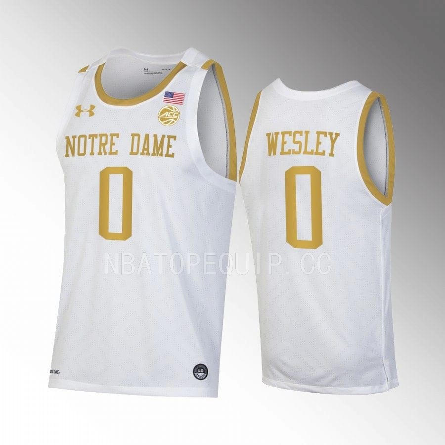 Blake Wesley 0 Notre Dame Fighting Iris White NCAA Jersey Men's