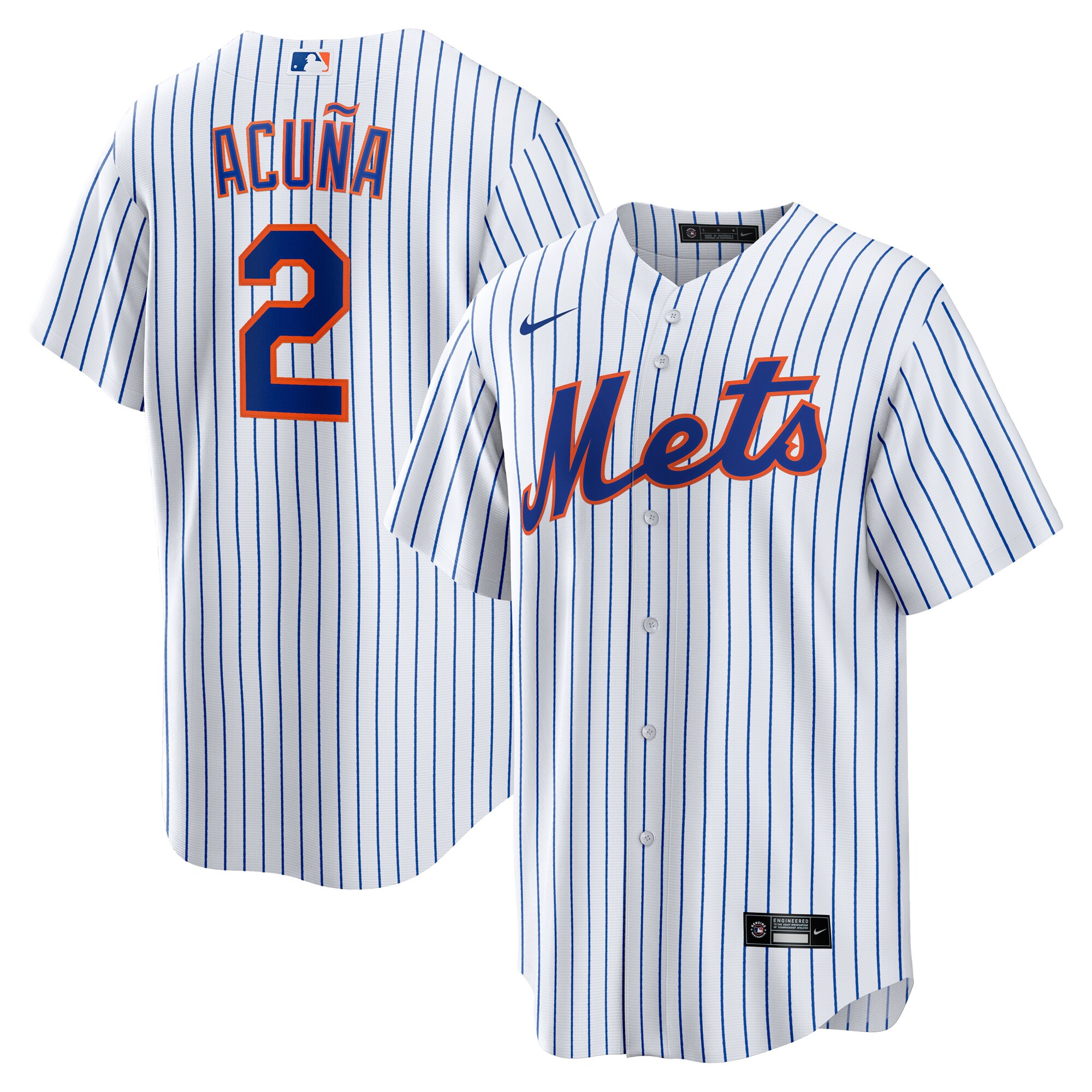New York Mets Luisangel Acu?a White Home Player MLB Jersey Men's