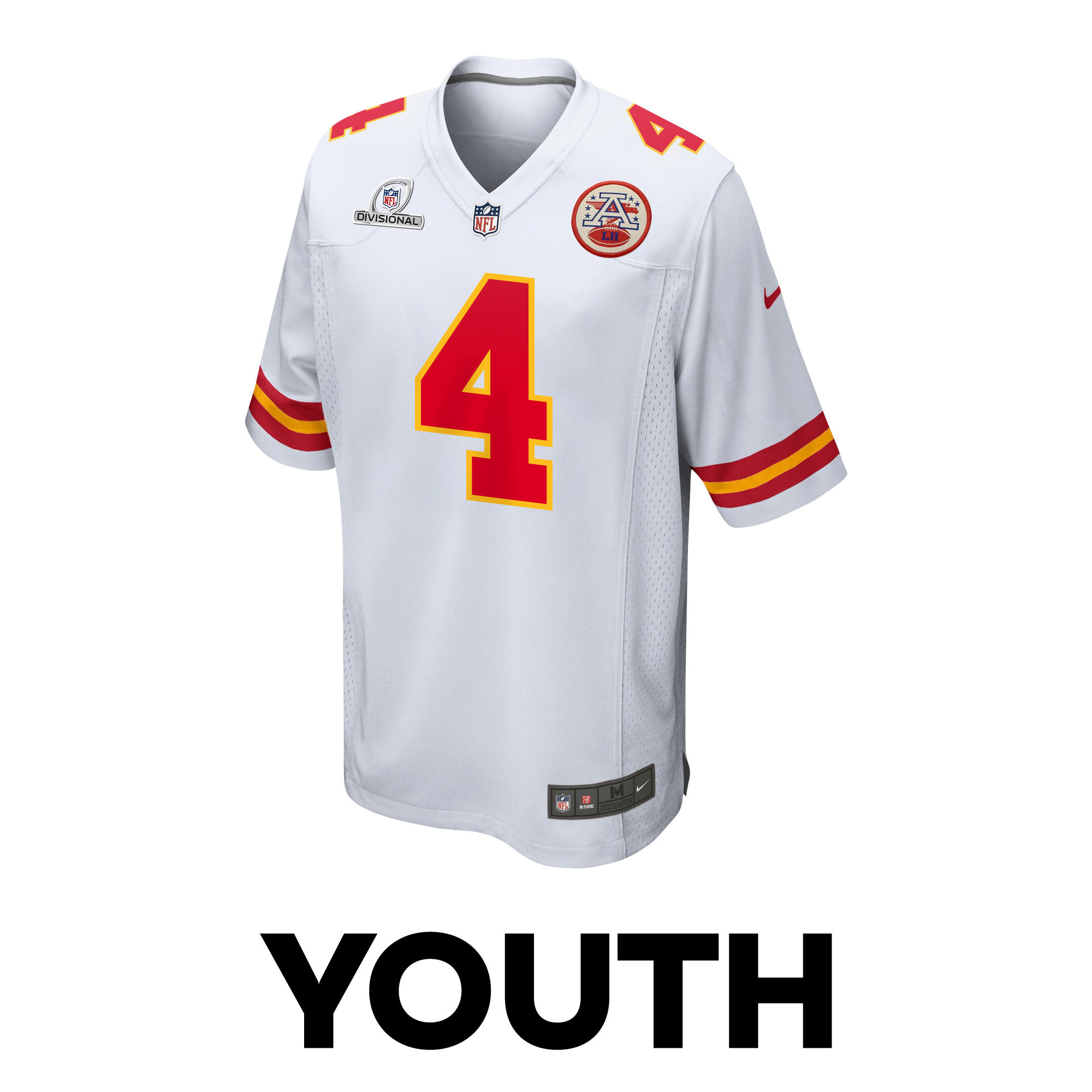 Rashee Rice 4 Kansas City Chiefs Super Bowl LVIII Patch Game White NFL Jersey Youth