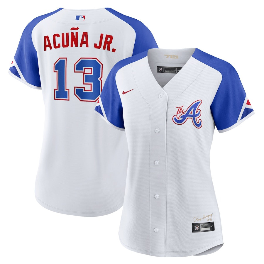 Ronald Acu?a Jr. 13 Atlanta Braves 2023 City Connect White MLB Jersey Women's