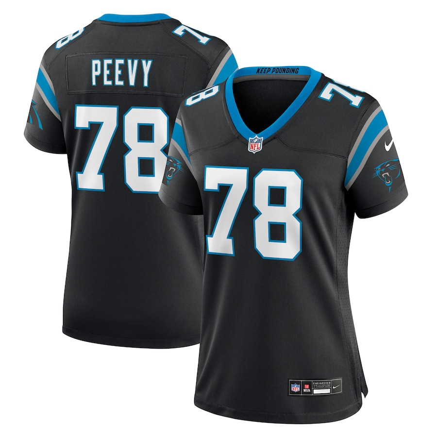 Jayden Peevy 78 Carolina Panthers Game Black NFL Jersey Women's