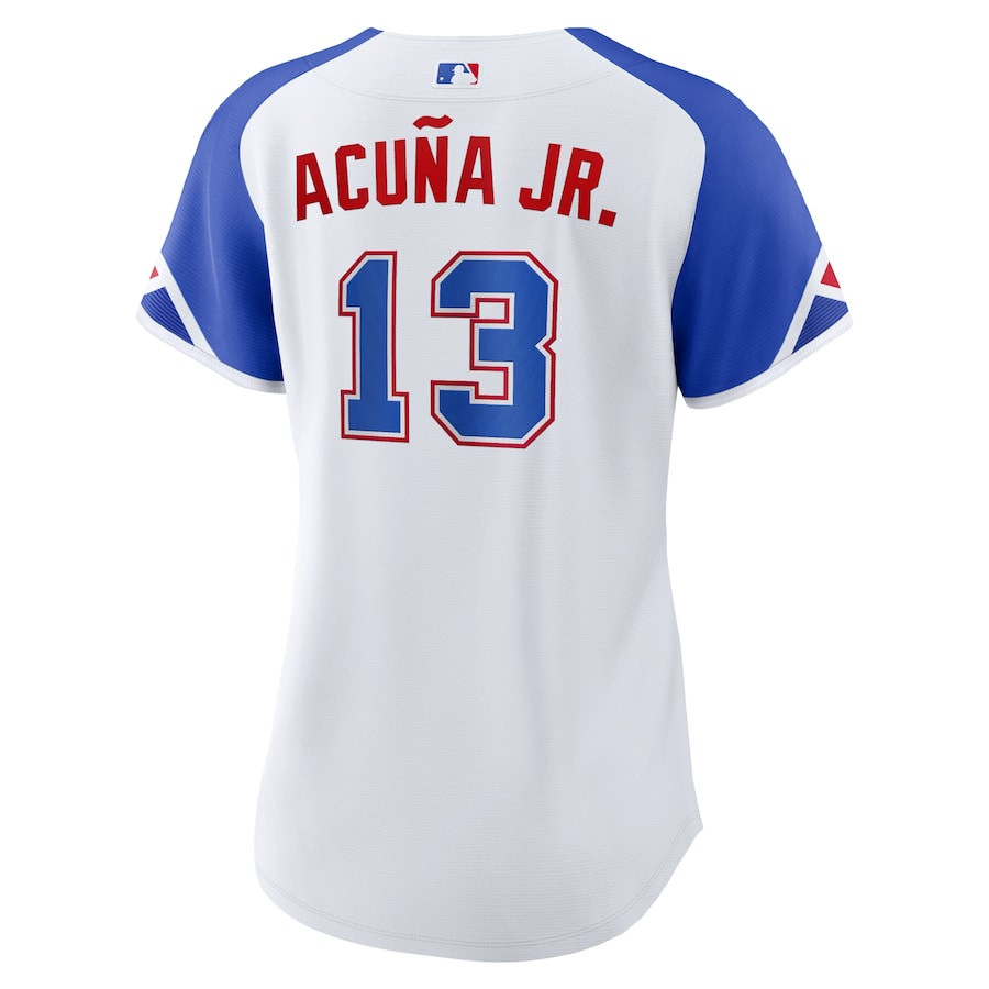Ronald Acu?a Jr. 13 Atlanta Braves 2023 City Connect White MLB Jersey Women's