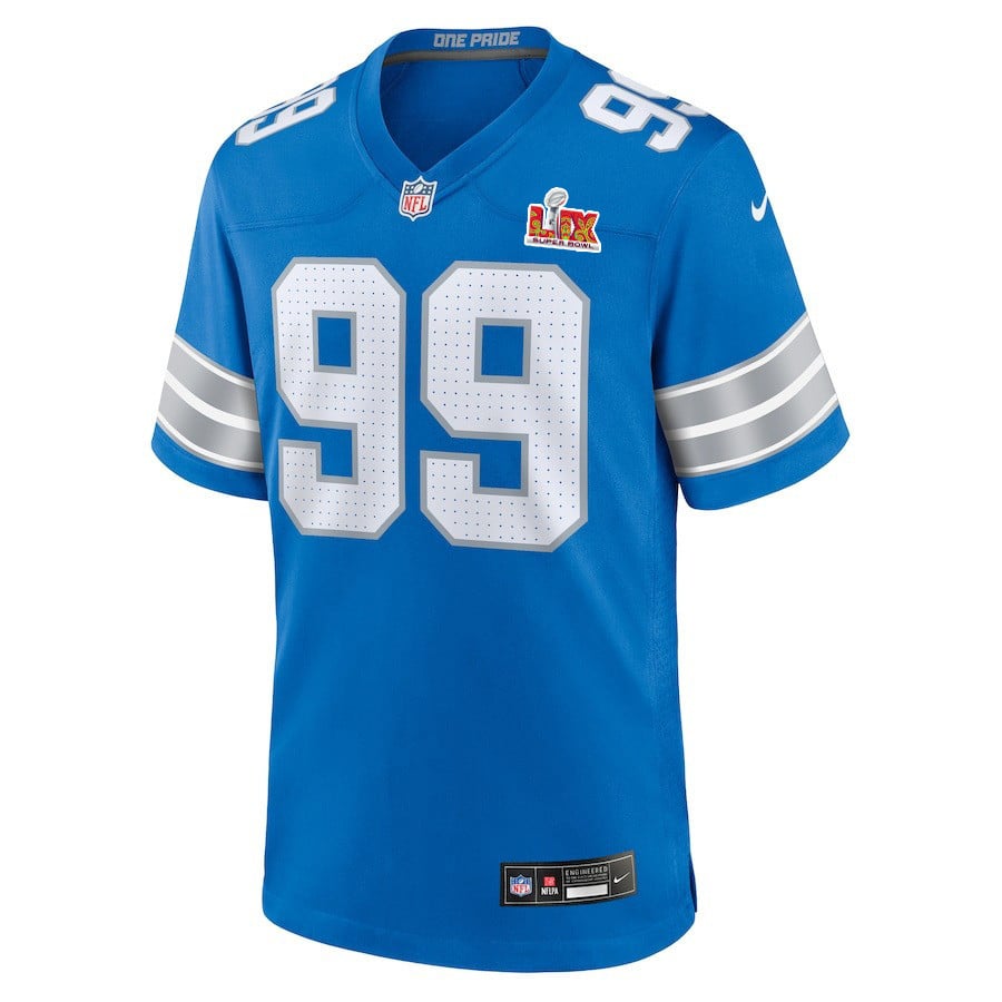 Brodric Martin #99 Detroit Lions Super Bowl LIX Blue NFL Jersey Youth
