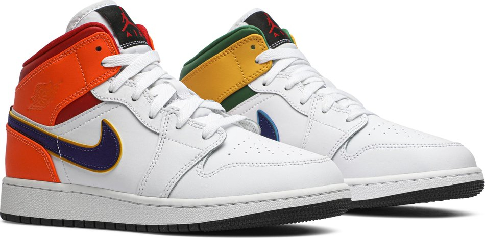 Air Jordan 1 Mid GS White Court Purple Teal 554725-128