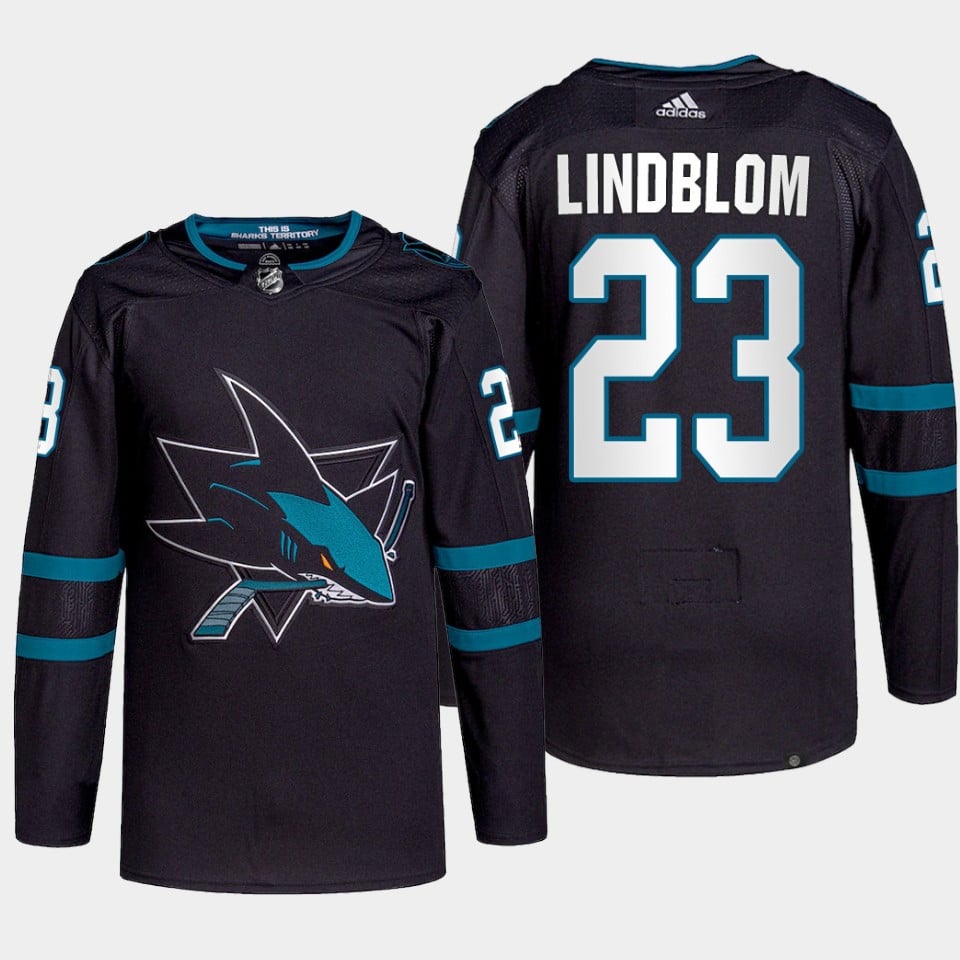 Oskar Lindblom 23 San Jose Sharks Black 2022 Primegreen Alternate NHL Jersey Men's