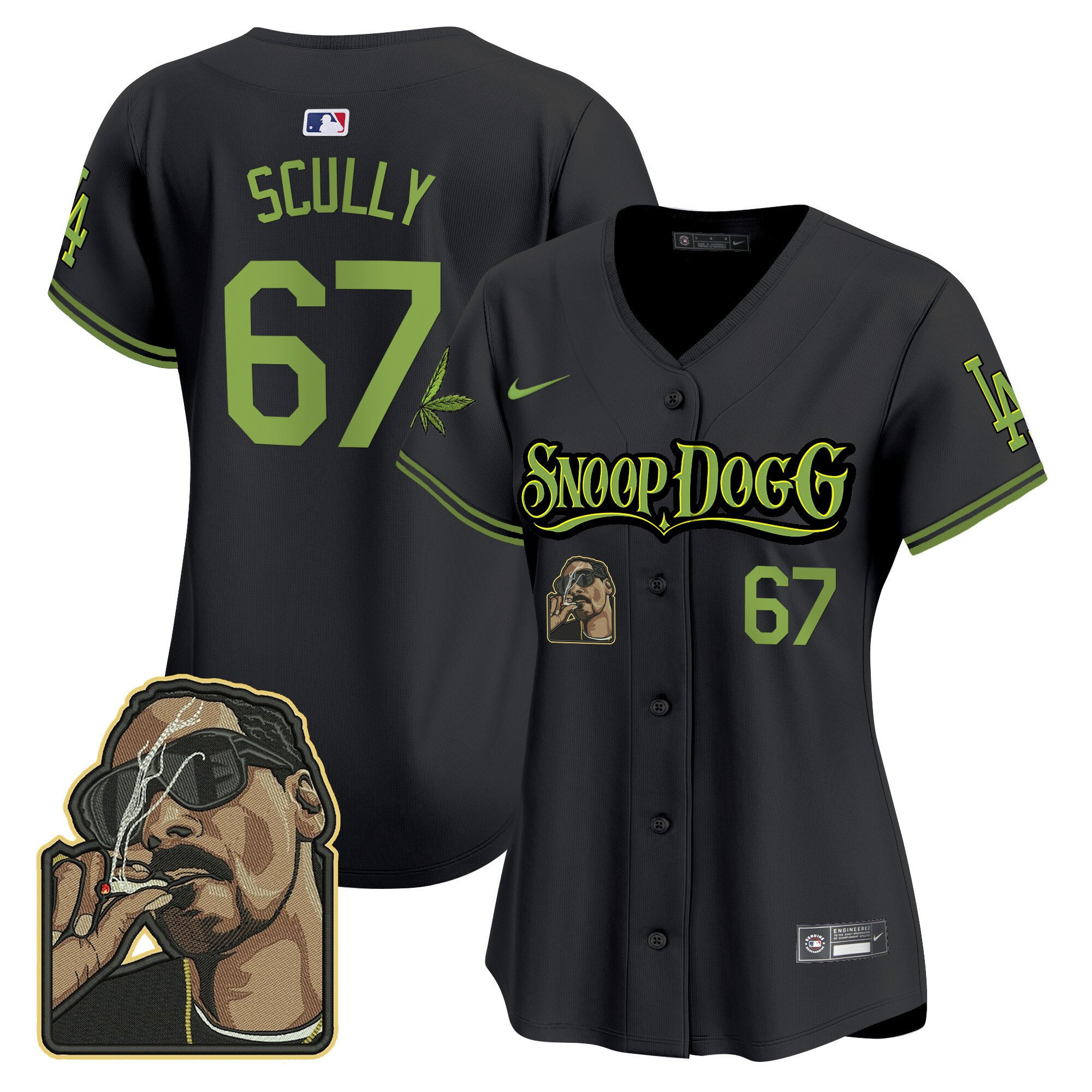 Vin Scully 67 Los Angeles Dodgers Snoop Dogg Black MLB Jersey Women's