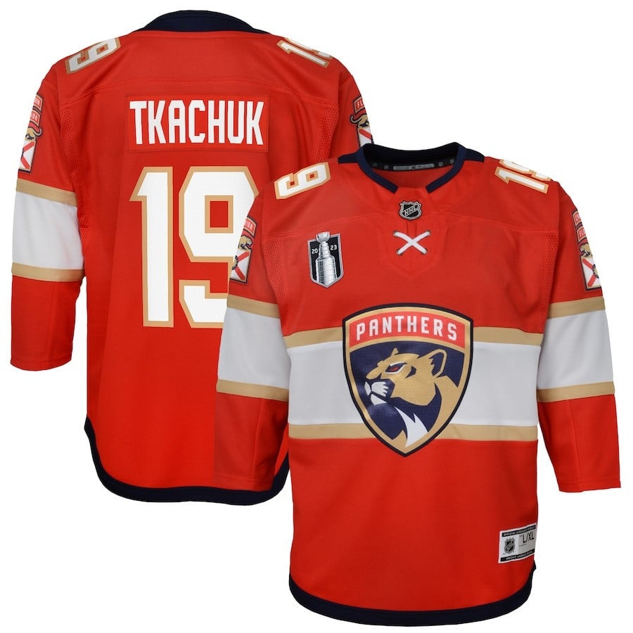 Matthew Tkachuk 19 Florida Panthers 2023 Stanley Cup Final Home Red NHL Jersey Youth