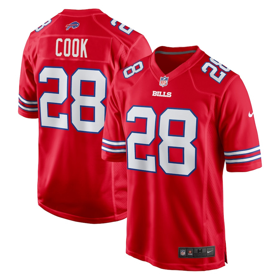 James Cook 28 Buffalo Bills Alternate Game Red NFL Jersey Men's