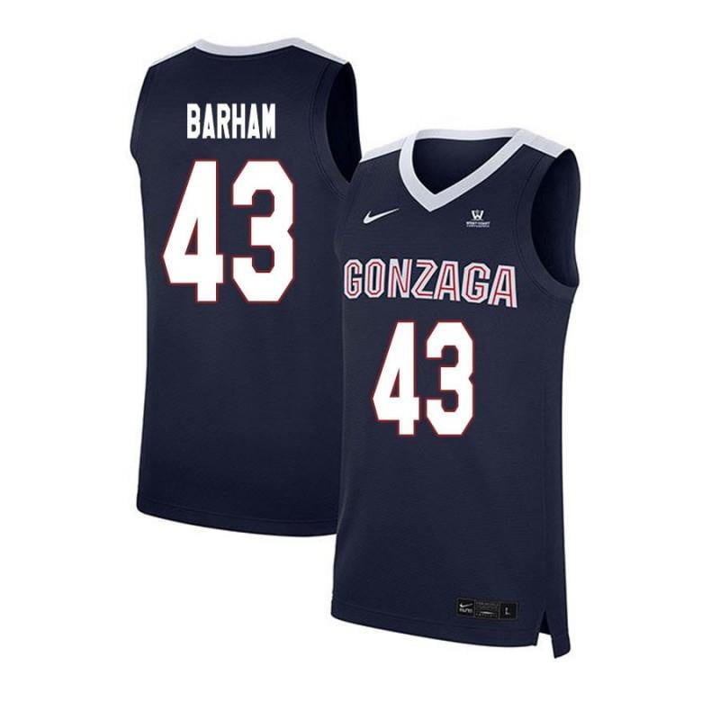 43 Drew Barham Navy Elite Gonzaga Bulldogs NCAA Jersey Men's