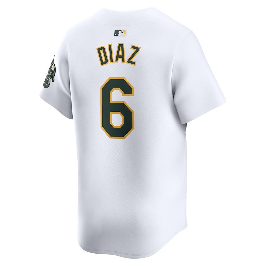 Jordan Diaz 6 Oakland Athletics Home Limited Player White MLB Jersey Men's