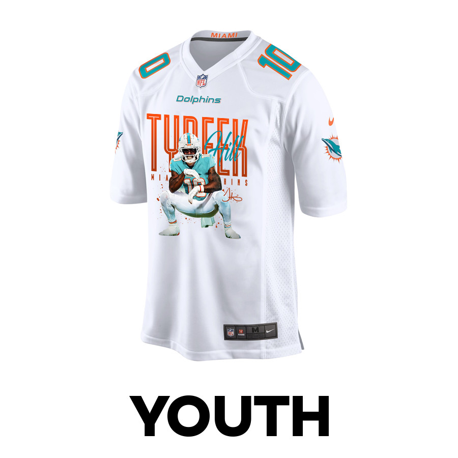 Tyreek Hill 10 Miami Dolphins Cheetah Celebration Game White NFL Jersey Youth