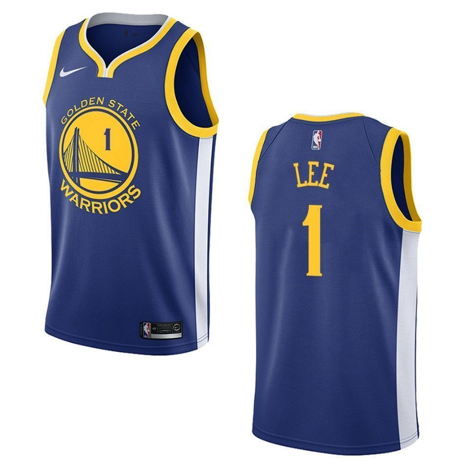 Golden State Warriors 1 Damion Lee Icon Swingman Blue NBA Jersey Men's