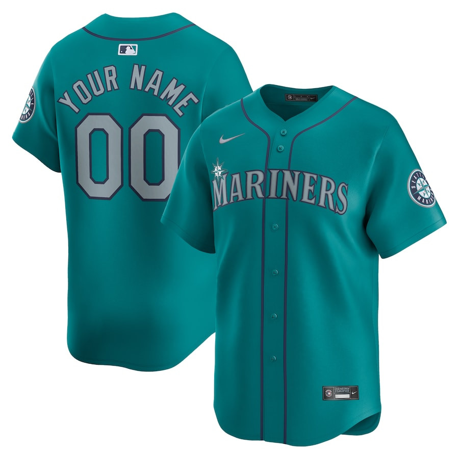 Seattle Mariners Alternate Limited Custom Aqua MLB Jersey Men's