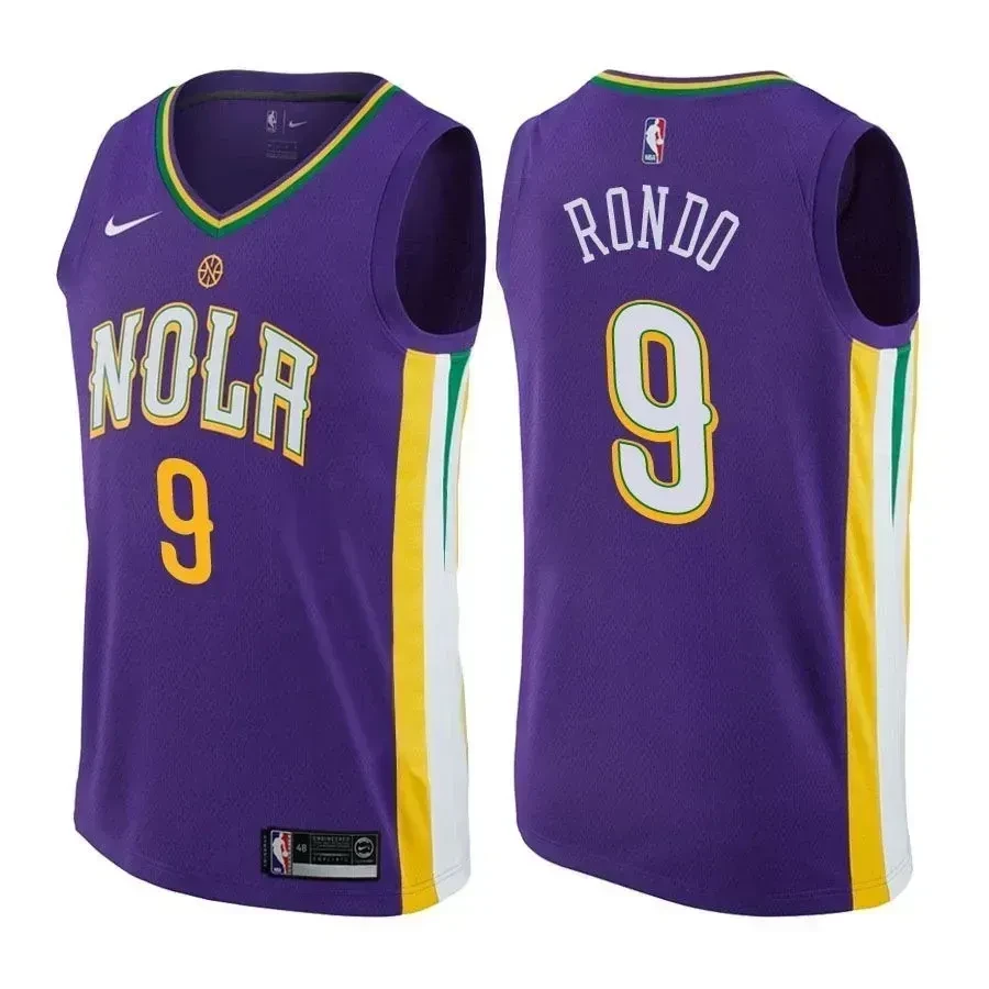 New Orleans Pelicans Rajon Rondo 9 City Edition Purple NBA Jersey Men's