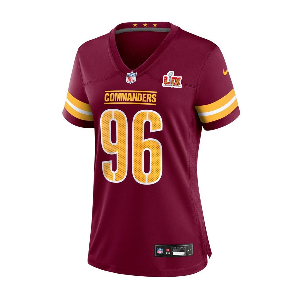 Norell Pollard #96 Washington Commanders Super Bowl LIX Burgundy NFL Jersey Women's