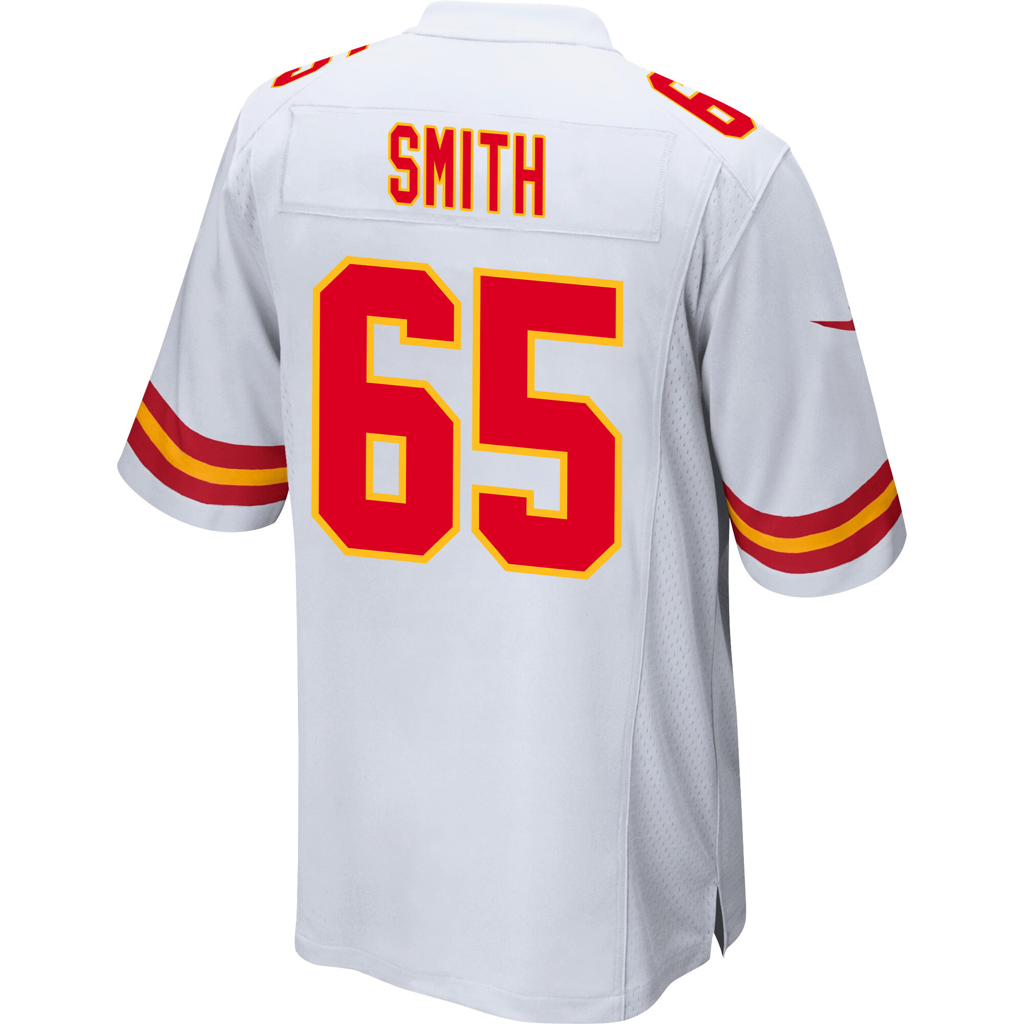 Trey Smith 65 Kansas City Chiefs AFC Champions Patch Game White NFL Jersey Men's