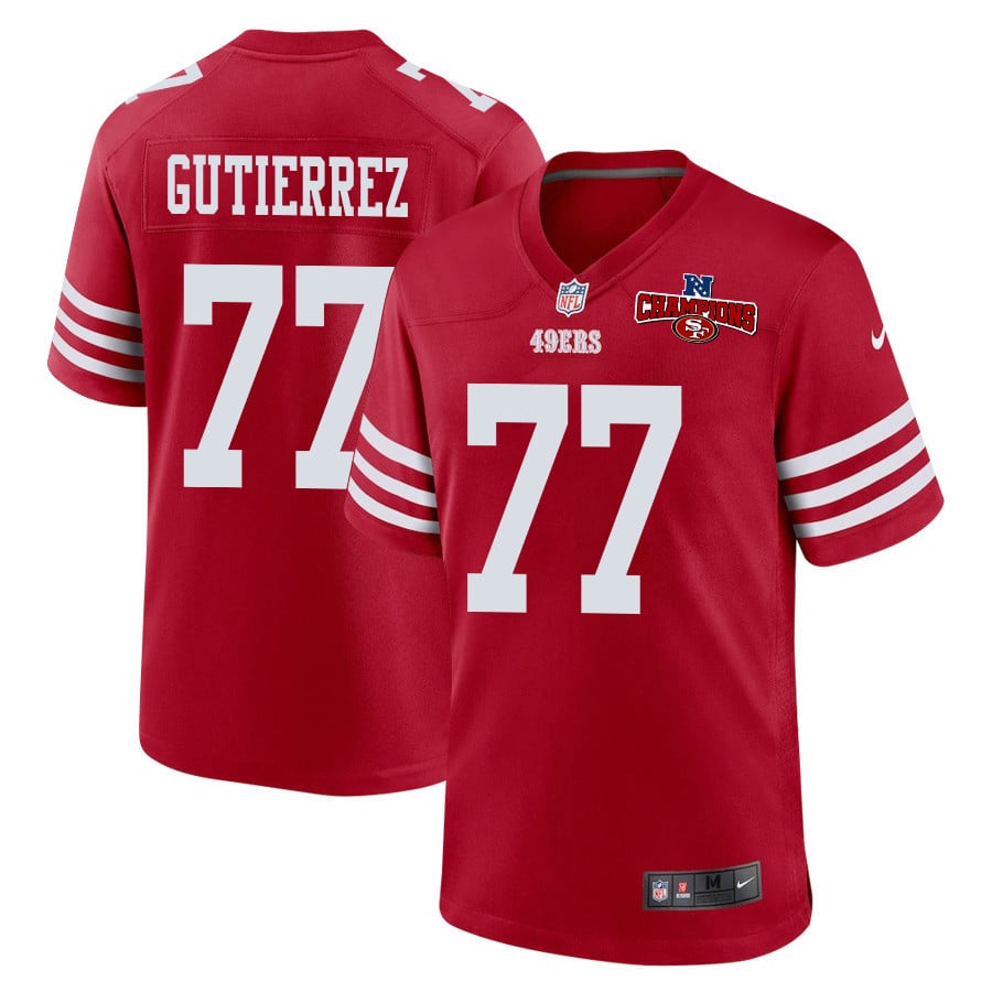 Alfredo Gutierrez 77 San Francisco 49ers NFC Champions Patch Game Scarlet NFL Jersey Men's