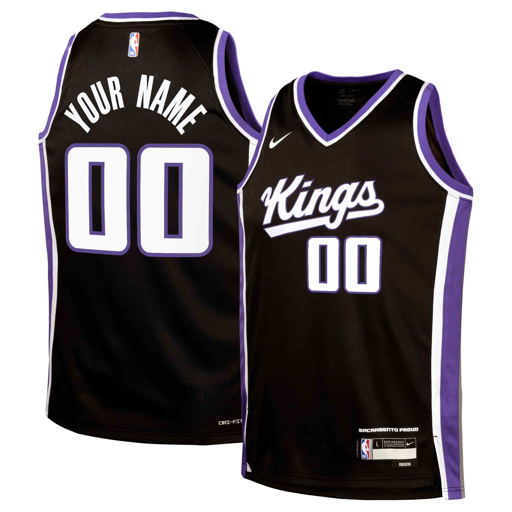 Sacramento Kings Icon Swingman Custom NBA Jersey Youth