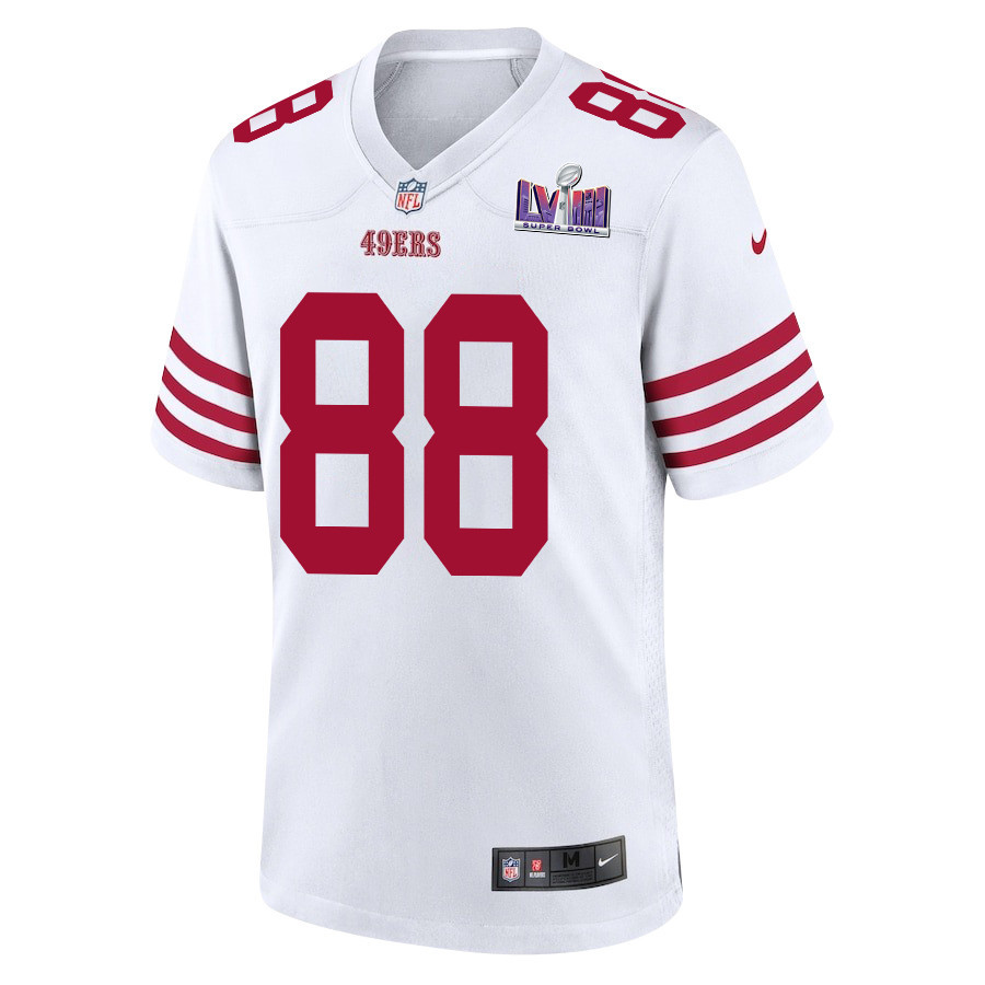 Jake Tonges 88 San Francisco 49ers Super Bowl LVIII Patch Game White NFL Jersey Men's