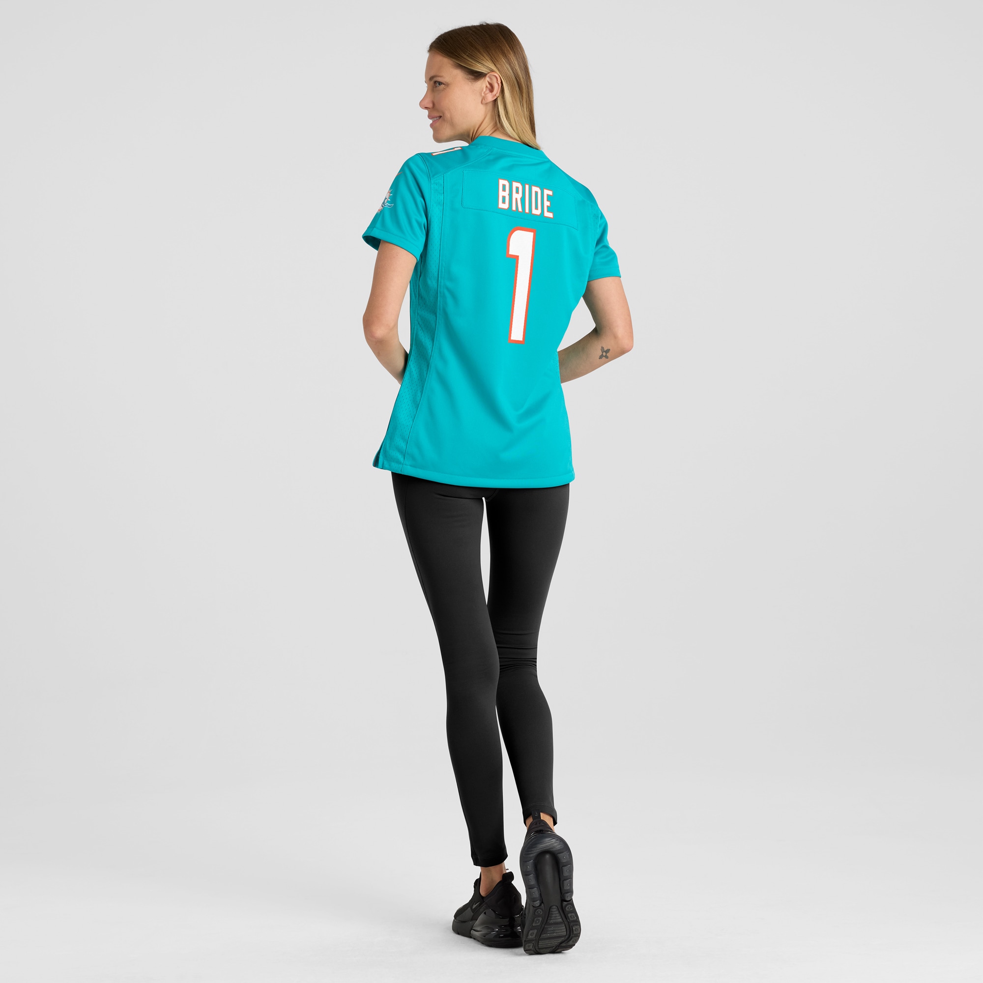 Miami Dolphins Number 1 Bride Aqua Game NFL Jersey Women's