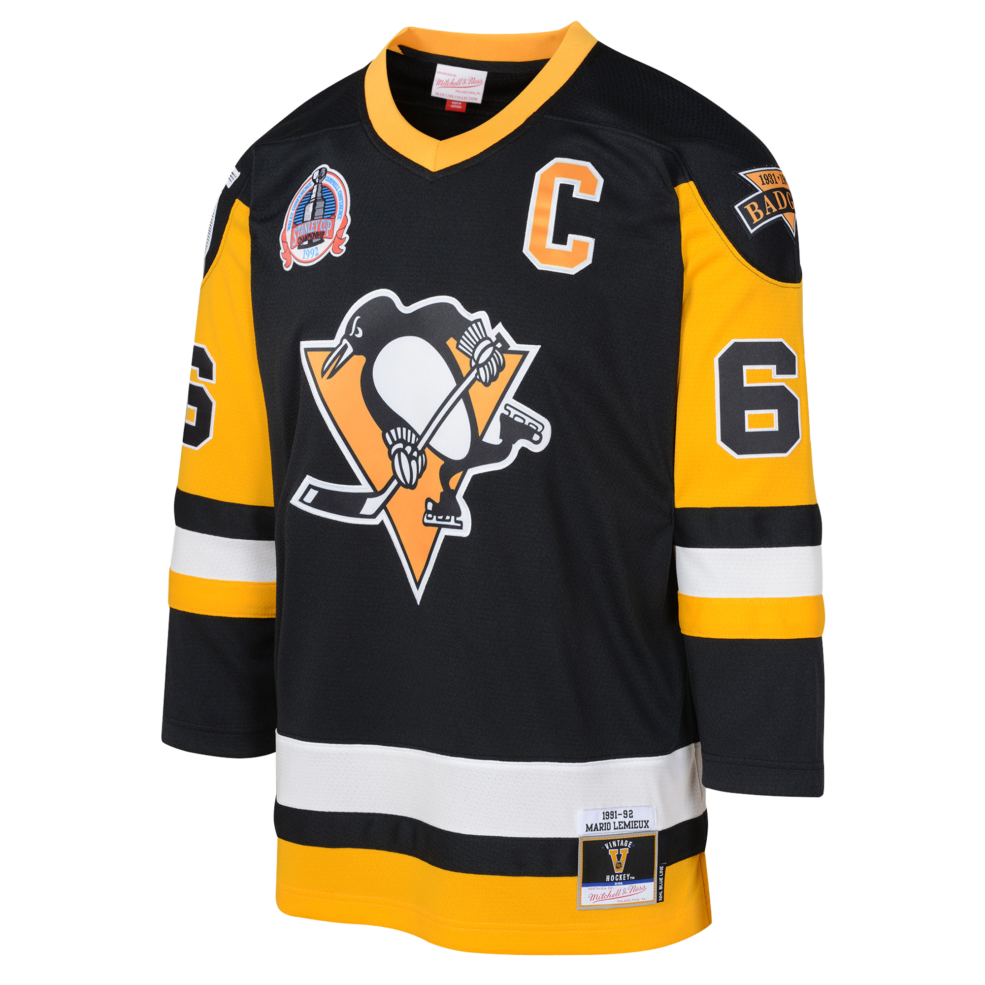 Preschool Pittsburgh Penguins Mario Lemieux Mitchell Ness Black 1991/92 Blue Line 2.0 Player NHL Jersey Men's