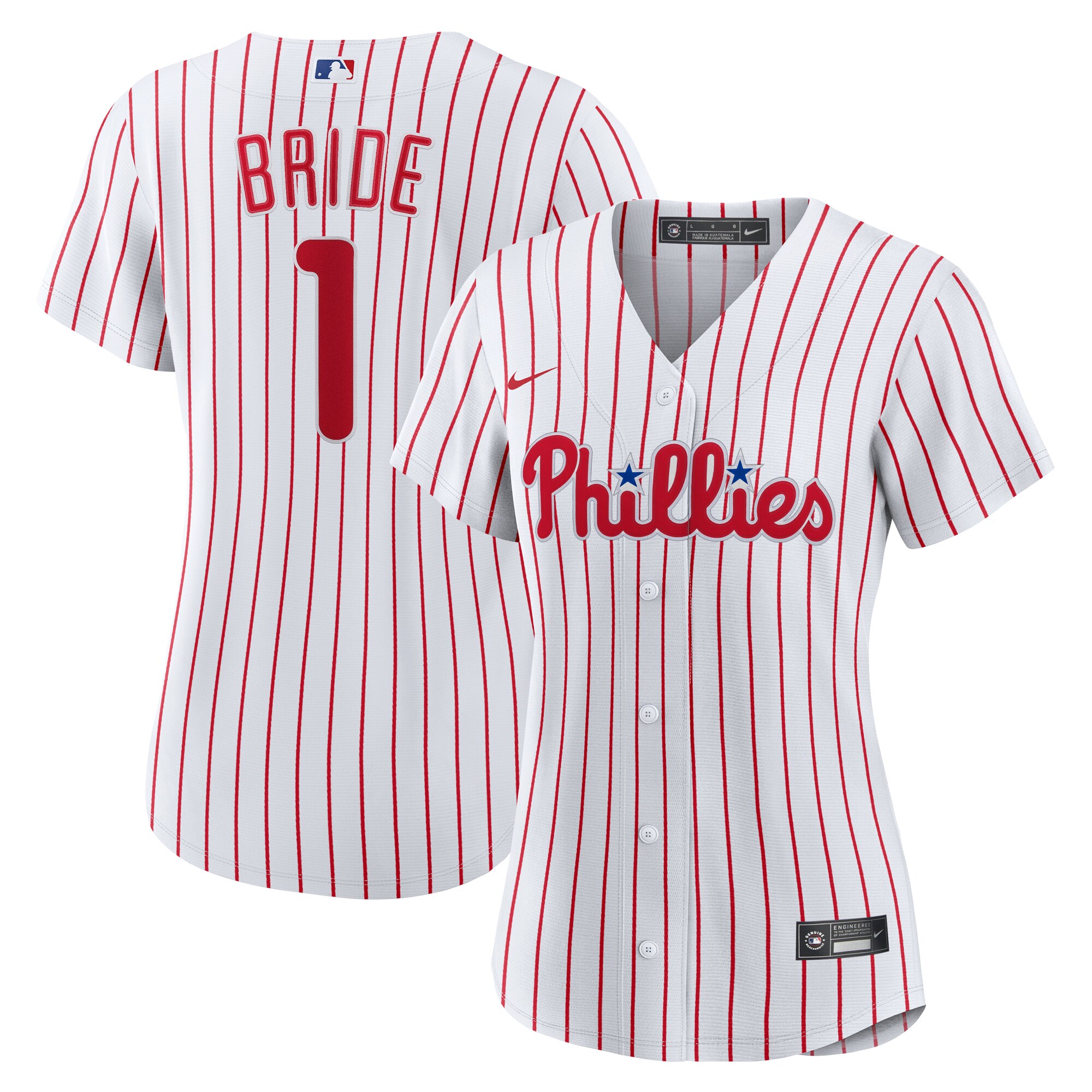 Philadelphia Phillies White #1 Bride Home MLB Jersey Women's