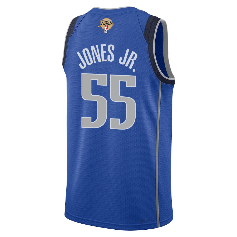 Derrick Jones Jr. 55 Dallas Mavericks 2024 FINALS PATCH Swingman Icon Edition Blue NBA Jersey Men's