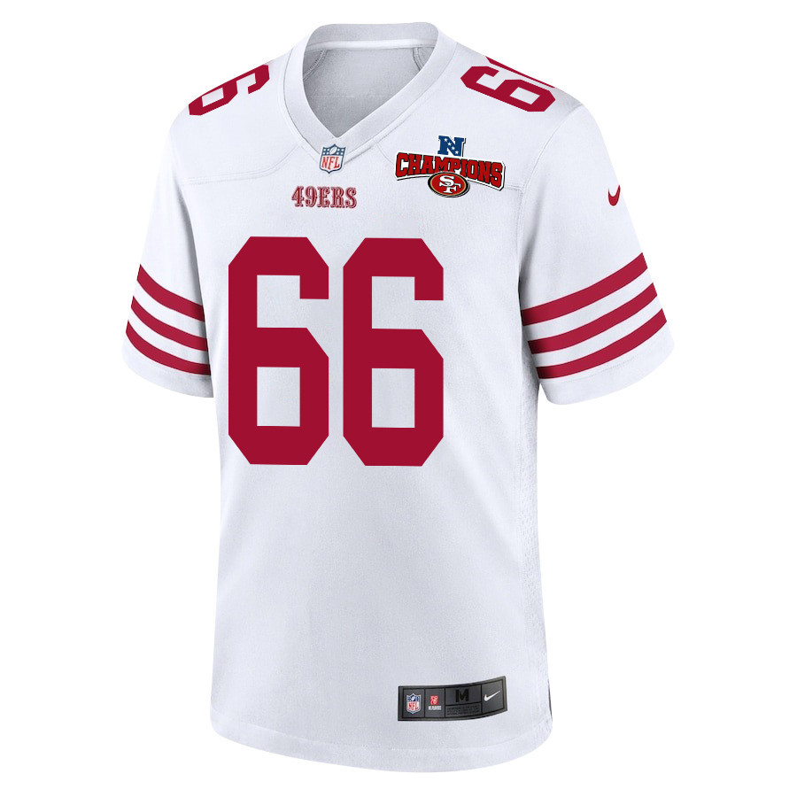 Jesse Davis 66 San Francisco 49ers NFC Champions Patch Game White NFL Jersey Men's