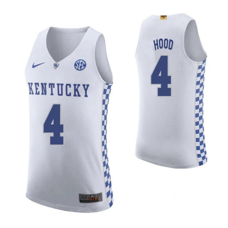 4 Jon Hood Roa White Elite Kentucky Wildcats NCAA Jersey Men's