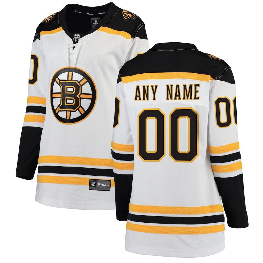 Boston Bruins Away Breakaway Custom Women, White NHL Jersey Women's