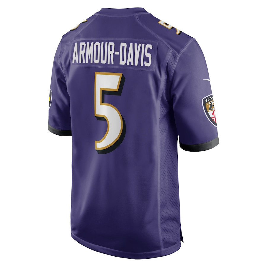Jalyn Armour-Davis 5 Baltimore Ravens Game Purple NFL Jersey Men's