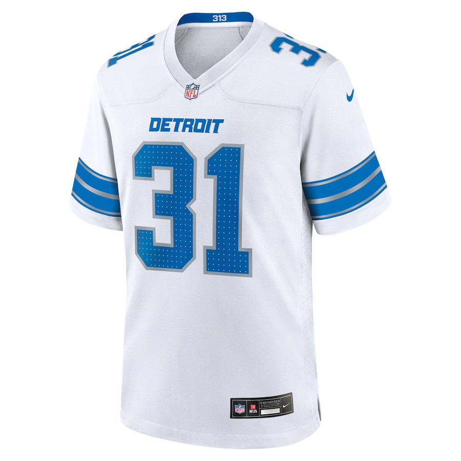 Kerby Joseph 31 Detroit Lions Game White NFL Jersey Men's