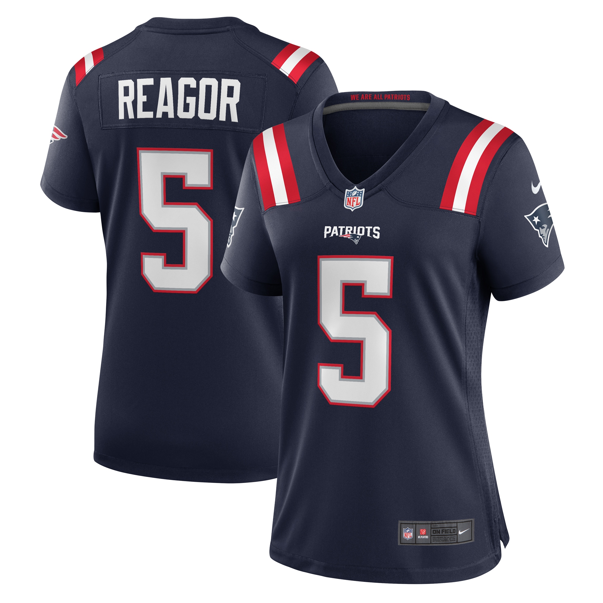 New England Patriots Jalen Reagor Navy Team Game NFL Jersey Women's