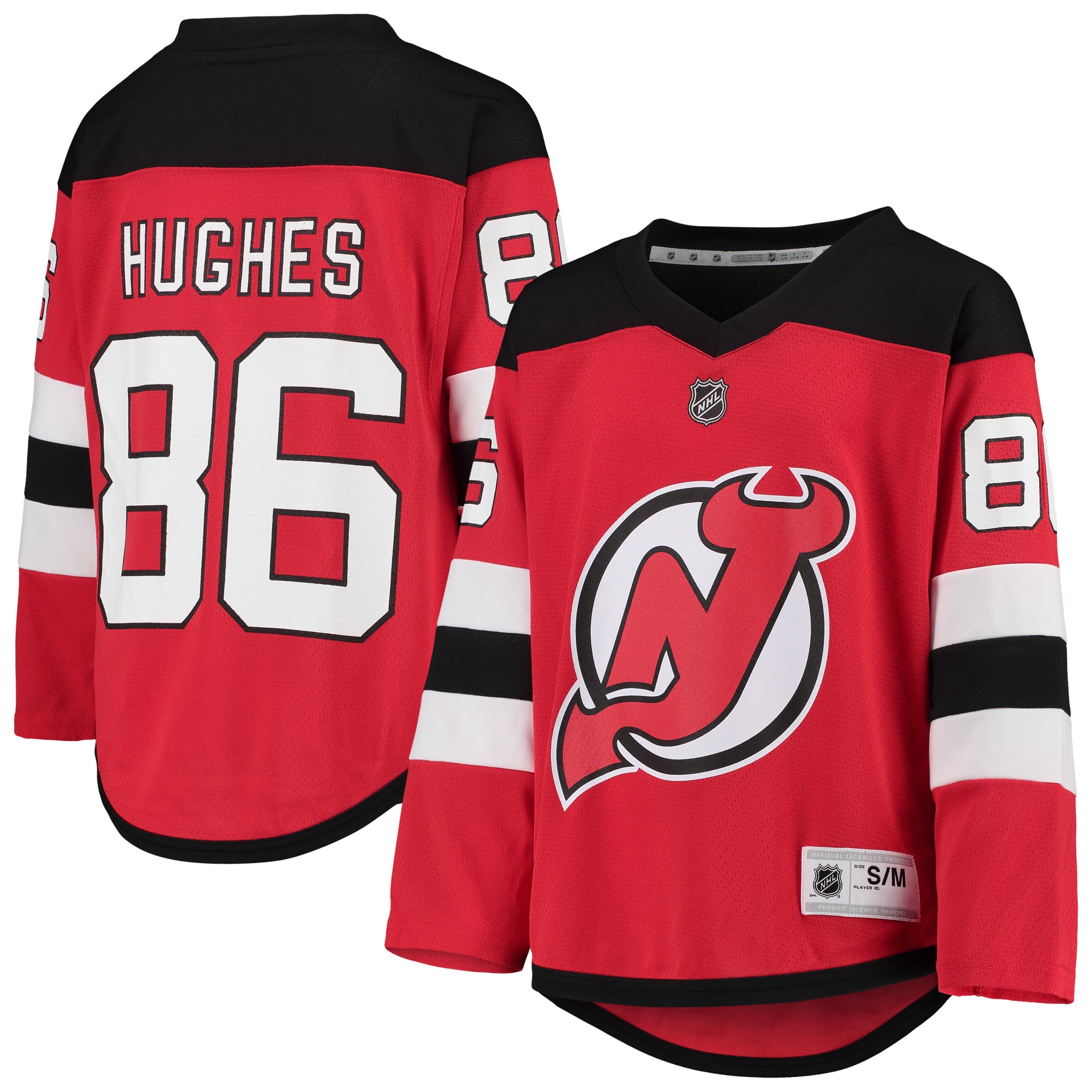 New Jersey Devils Jack Hughes Red Home Player NHL Jersey Youth