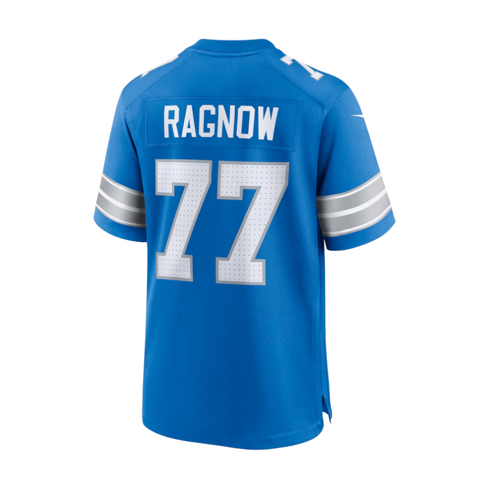 Frank Ragnow 77 Detroit Lions 2025 Pro Bowl Patch Game Blue NFL Jersey Men's