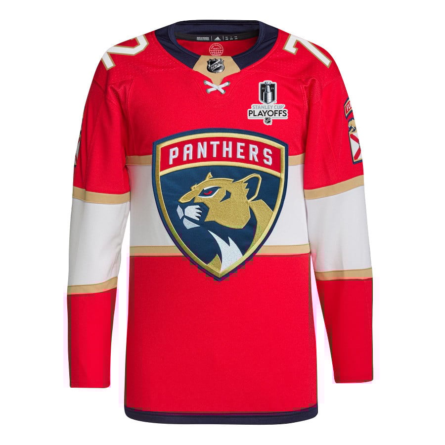 Sergei Bobrovsky 72 Florida Panthers 2024 Playoffs Patch Home Red NHL Jersey Men's