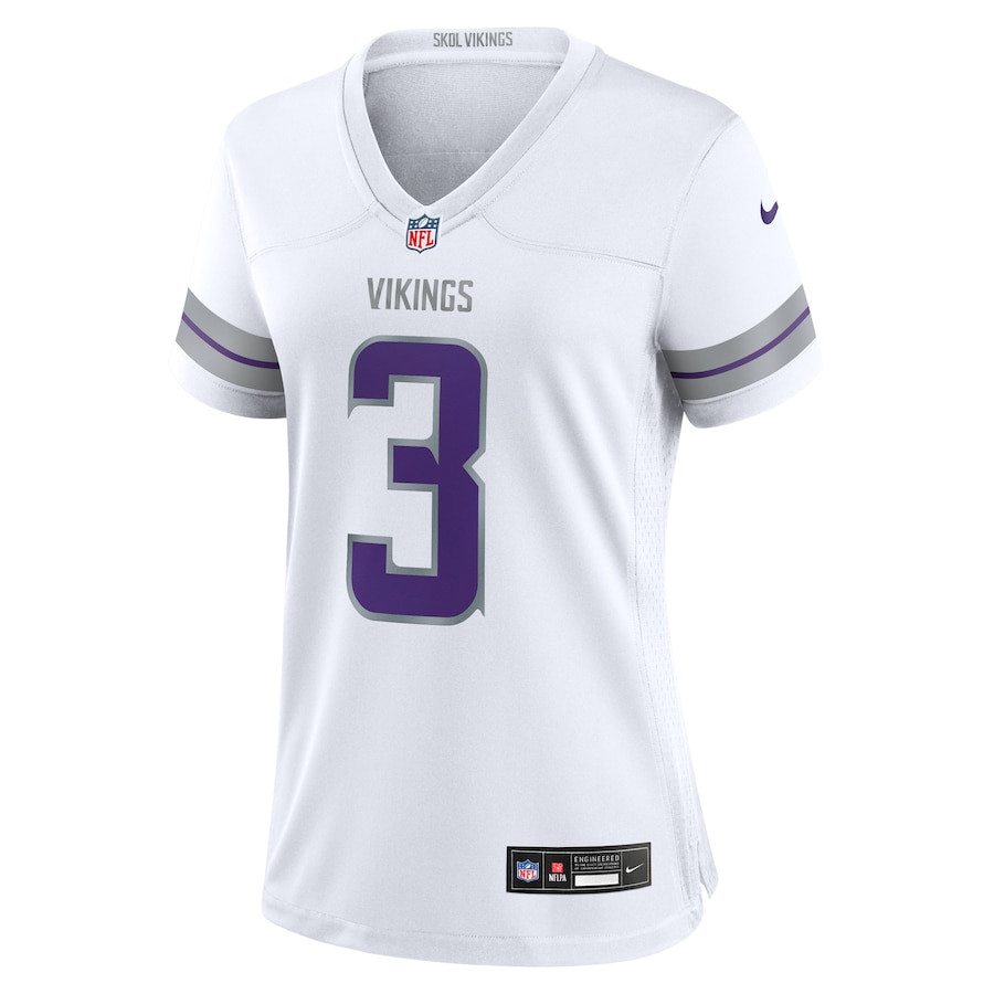 Jordan Addison 3 Minnesota Vikings Alternate Game Player White NFL Jersey Women's