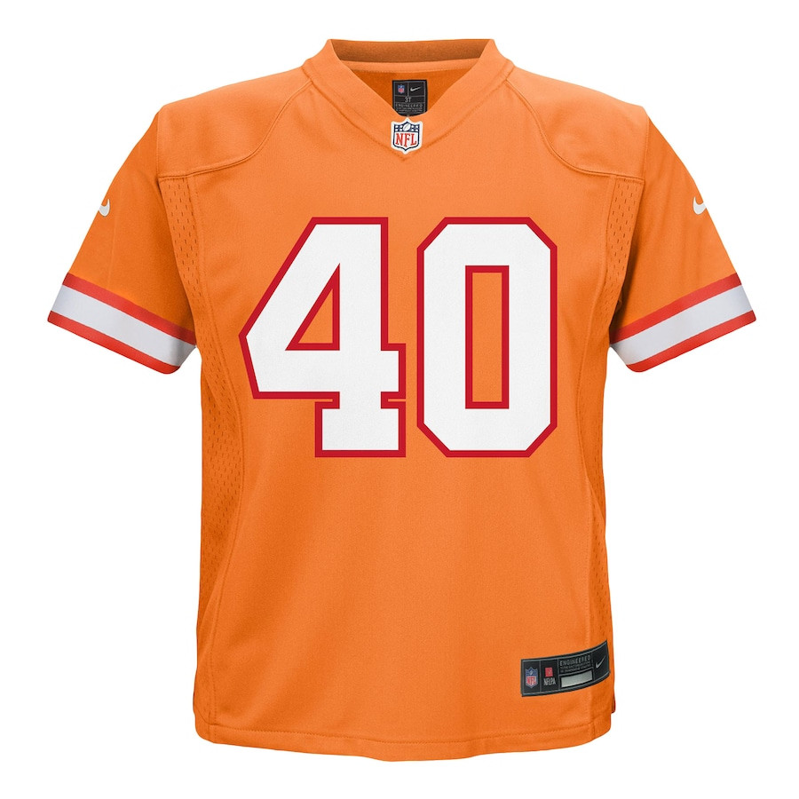 Mike Alstott 40 Tampa Bay Buccaneers Retired Game Orange NFL Jersey Youth