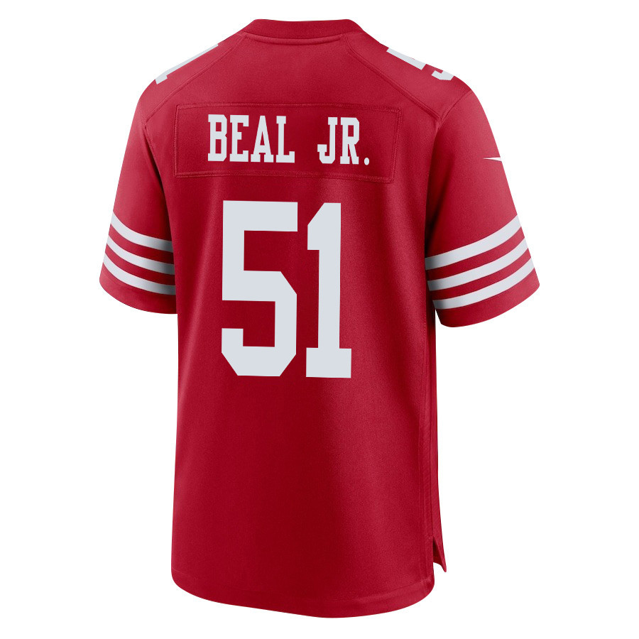 Robert Beal Jr. 51 San Francisco 49ers NFC Champions Patch Game Scarlet NFL Jersey Men's