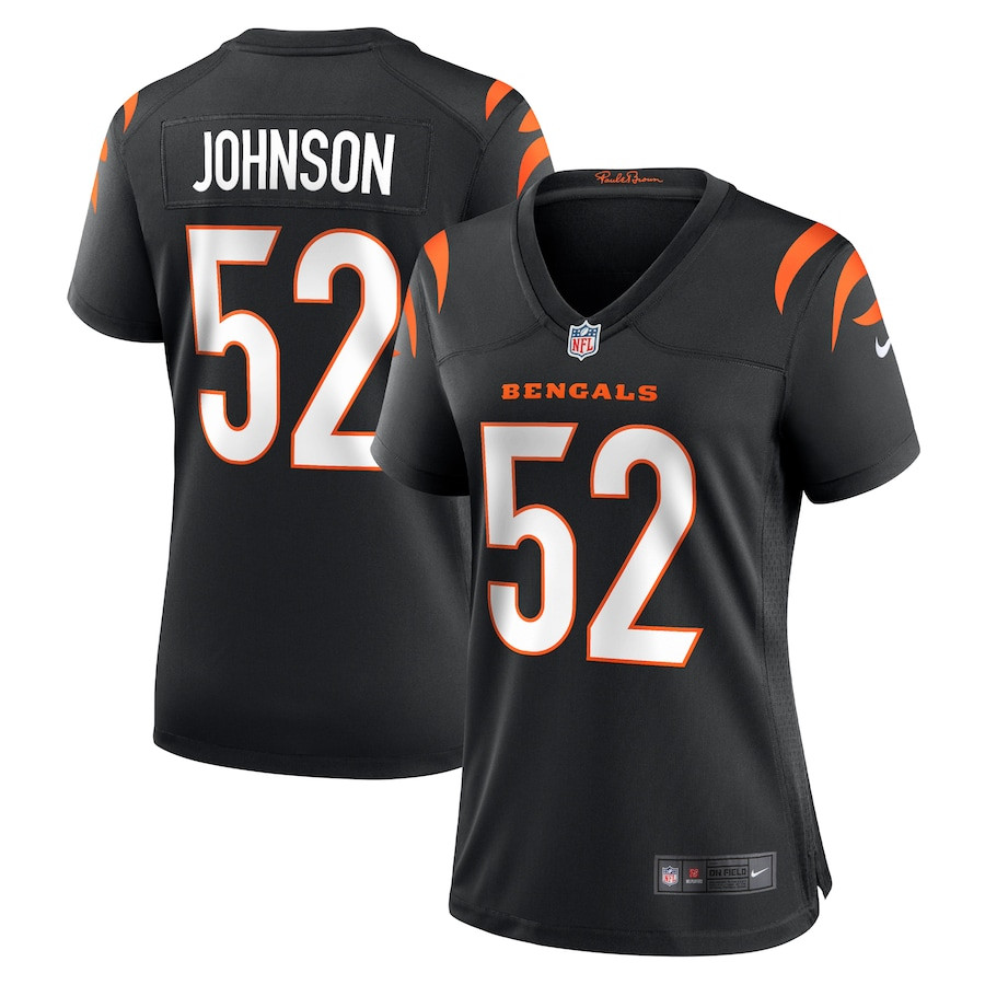 Cedric Johnson 52 Cincinnati Bengals Game Black NFL Jersey Women's