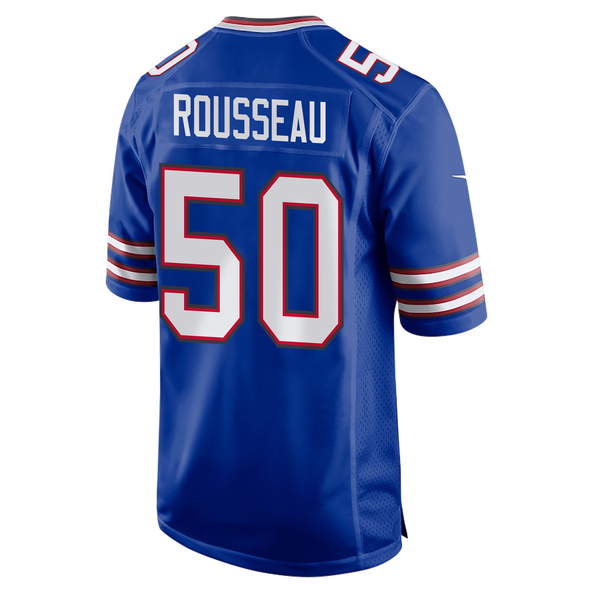 Greg Rousseau 50 Buffalo Bills Super Bowl LIX Champions Patch New Orleans A Symphony of Sport' EMBROIDERED Game Royal NFL Jersey Men's