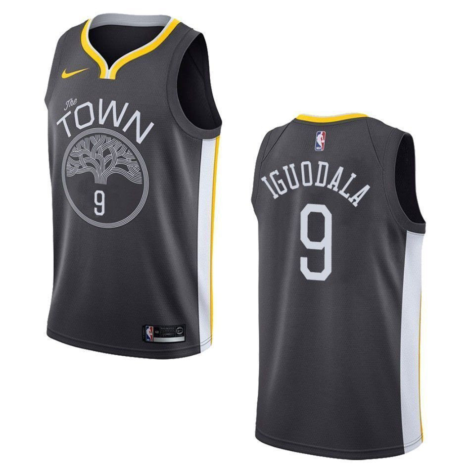 Golden State Warriors 9 Andre Iguodala Statement Swingman Black NBA Jersey Men's
