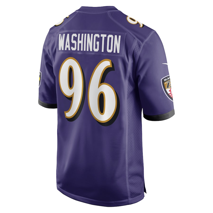 Broderick Washington 96 Baltimore Ravens Game Purple NFL Jersey Men's